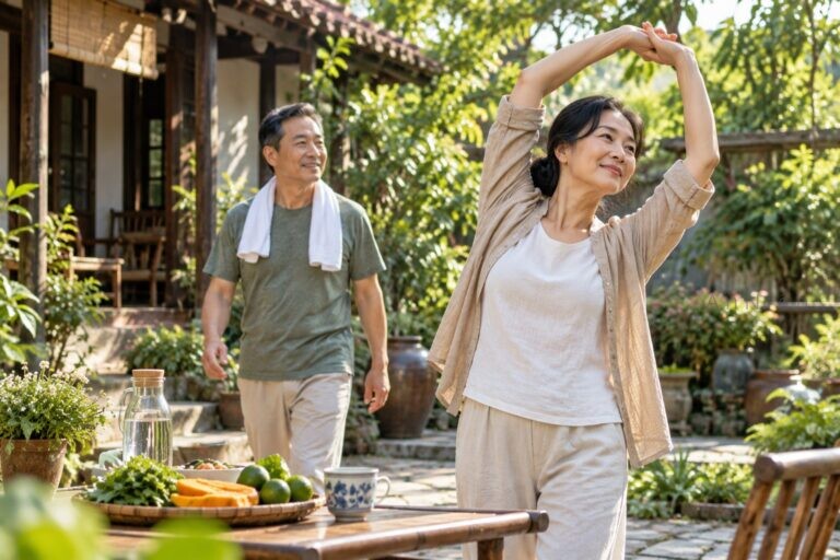 Người trung niên chăm sóc sức khỏe tại nhà